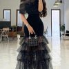 Glitter Layered Sheer Mesh Party Dress